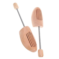 2 Pcs Civière de chaussures portable en bois massif Schima Superda Arbres à chaussures à ressort réglables pour les voyages