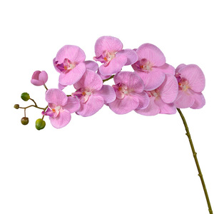Orchidée Phalaenopsis à neuf têtes, fleur artificielle à tige unique, décoration d'intérieur, accessoires de mariage, violet clair - Product Image 5