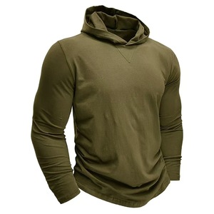 Casual Athletic Clothes Quick Dry Running Long Sleeve Cotton Sweatshirts <strong>Army</strong> Green Shirt Hooded <strong>Pullover</strong> Sports Tops for Men - Product Image 2