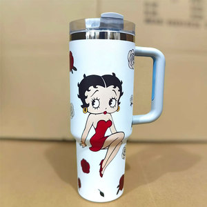 Vaso Térmico Portátil de 40oz con Diseño de <span class=keywords><strong>Betty</strong></span>, de Alta Calidad, para Viajes, Oficina y Exteriores, con Asa y Tapa con Pajita, Venta al Por Mayor - Product Image 5