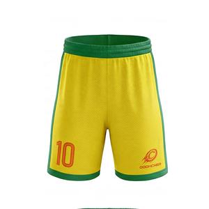 Shorts de football personnalisés de style brésilien jaunes, numéros, logos et couleurs personnalisables pour les athlètes - Product Image 2