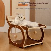 Chaise longue et lit pour chat intégrés en bois massif avec tapis en sisal résistant aux griffures et sans peluches