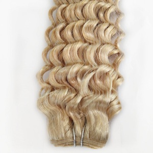 Haute qualité Double dessiné Remy cheveux humains tissage Extension crépus bouclés armure blonde <span class=keywords><strong>613</strong></span> - Product Image 4