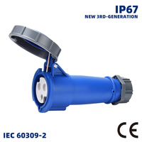 Connecteur industriel 16A 220-240V IP67, prise et coupleur 3 broches 2P+E 6H bleu pour équipement électrique et distribution d'énergie