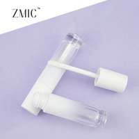 Vente en gros, tube de brillant à lèvres rond de 6ml, tube de rouge à lèvres transparent blanc dégradé personnalisé, emballage de maquillage