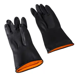 Industria black latex gloves acid Chemical Resistant Waterproof Industrial Latex Gloves