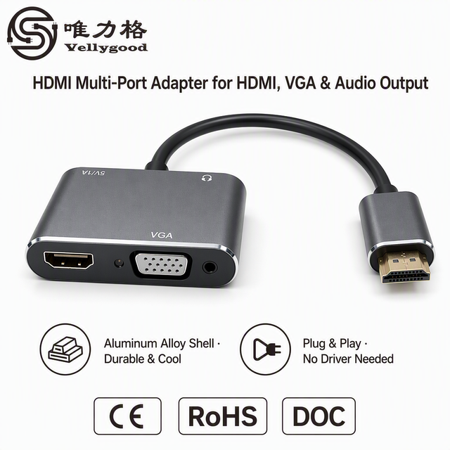 4K HDMI Male to VGA HDMI Female Adapter Two-in-one  HDMI to VGA Converter with Audio Supports Simultaneous Display