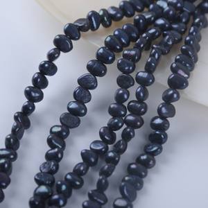 Natural 18cm5-6mm Freshwater Black Baroque Pearls Loose DIY Handmade Jewelry Material Two Sided <b>Gloss</b> <b>White</b> & Pink Color Options - Product Image 1