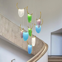 Lustre en verre moderne de luxe, luminaire suspendu design pour salon, escalier, plafond en verre