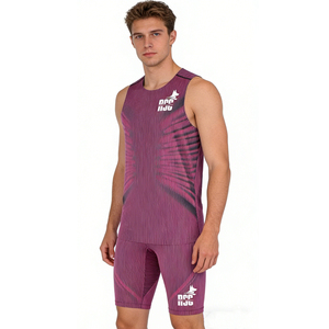 Singlet <span class=keywords><strong>de</strong></span> course personnalisé <span class=keywords><strong>haut</strong></span> <span class=keywords><strong>de</strong></span> <span class=keywords><strong>gamme</strong></span>, à séchage rapide, débardeur <span class=keywords><strong>de</strong></span> marathon, shorts, veste légère, impression par sublimation, survêtement <span class=keywords><strong>de</strong></span> sport pour hommes - Product Image 2