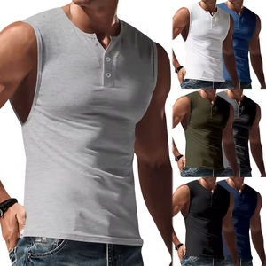 Chaleco deportivo de verano 2025 para hombre, ligero, de color liso, con hombros anchos, camiseta sin mangas ajustada, a la moda. - Product Image 2