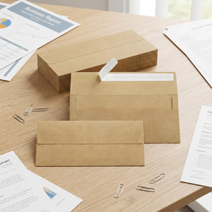 # 10 Enveloppes de courrier écologiques et durables en papier, à fermeture adhésive, sans fenêtre, sécurisées, pour chèques, lettres et factures de bureau - Product Image 1