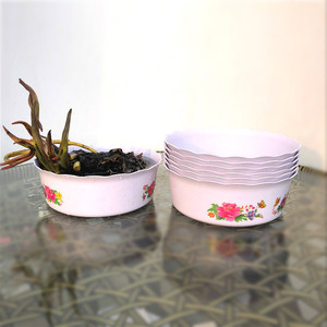 Pot de fleurs en plastique pour la culture du lotus, blanc avec impression, pot hydroponique durable, utilisation intérieure et extérieure - Product Image 1