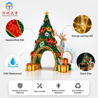 Riesiges Outdoor-Weihnachtsbaum- und Rentier-Seidenlaternen-Set, Handgefertigte Festliche Feiertagsdekoration für Kommerzielle Plätze und Gärten