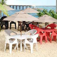 Tables et chaises en plastique épaissi, style moderne, pour cour, tables et chaises en plastique renforcé