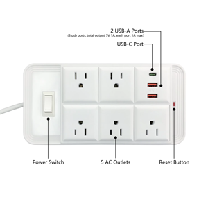 Bán buôn xu hướng mới chúng tôi loại 5 Outlet 3 USB Power Strip bảo vệ tăng - Product Image 6
