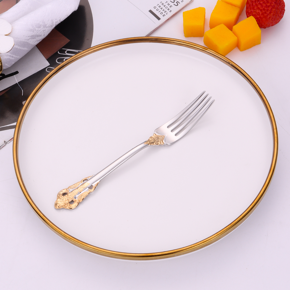 specchio placcato oro - forchetta da torta
