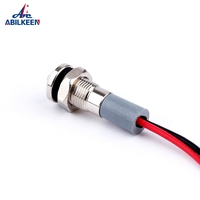 3V 5V 12V 24V 36V 110V 220V Tête bombée Étanche IP65 IK08 Voyant lumineux Métal 6mm Lampe LED pilote avec fil de 150mm