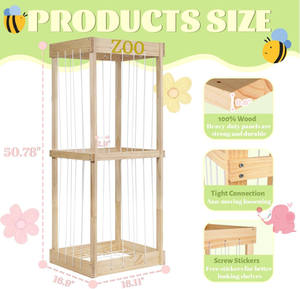 Yüksek Kaliteli Taşınabilir Peluş Hayvanat Bahçesi Peluş Hayvan Ahşap Saklama Kafesi - Product Image 3