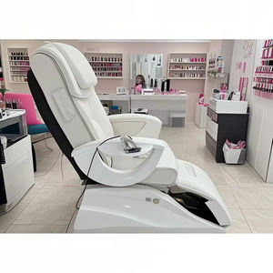 Muebles de salón de uñas profesionales personalizados, silla de pedicura eléctrica reclinable de lujo con cama de masaje, sillas de pedicura con Motor - Product Image 6