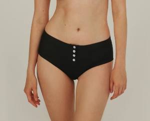 Mid-Rise Briefs Algodão Orgânico Namorado High-Cut Hipsters Detalhe de Botão Estilo Diário Calcinha Logo Cintura Alta Cliente - Product Image 4