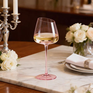 Бокалы для белого вина CnGlass, 100% ручная работа, розовые хрустальные, на длинной ножке, класса люкс, для свадеб и торжеств - Product Image 3