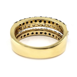 เครื่องประดับที่ดีการออกแบบที่ไม่ซ้ำกันงานแต่งงานทอง18K สีเหลืองเครื่องประดับเพชรสีดำคุณภาพสูงสามแถวแหวนครึ่งทางสำหรับผู้หญิง - Product Image 3