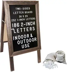 Grote Houten Een-Frame Teken 36X20 Vilt Brief Board Met Verwisselbare Letters