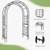 Arche de jardin en fer forgé avec treillis, cadre métallique pour mariage avec décorations sculptées, support extérieur pour décoration de fête de mariage, support pour roses grimpantes