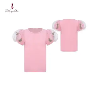Stilnyashka 231220-5 Cute pink girls T-shirts,fashion girls Tops Kids summer Clothing baby Girls Blouse wholesale