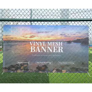 2024 Custom Outdoor Reclame Mesh Stof Pvc Vinyl Print Banner Afdrukken Voor Promotie Bouw Hek Bedrukt Mesh Banner