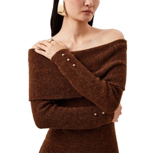 Robe midi pour femme, mode printemps 2024, logo personnalisé OEM, robe élégante moulante décontractée longue avec décoration boutonnée - Product Image 5