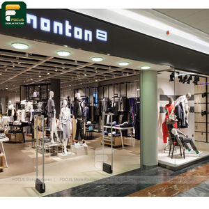 ชั้นวางเสื้อผ้าแฟชั่นสำหรับร้านเสื้อผ้าหรูหรา ตู้ติดผนัง ชั้นวางของ เคาน์เตอร์คิดเงิน กระจกบูติก ตู้เสื้อผ้า - Product Image 4