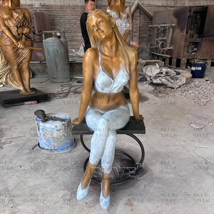 Escultura de Mujer Desnuda de Metal de Tamaño Real, Arte Moderno para Decoración de Jardín, Estatua de Bronce de Mujer Sentada en Venta, BLVE - Product Image 2
