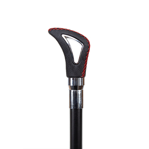 Canne de marche décorative en similicuir style levier de vitesse, avec poignée en cuir noir ajourée, vente en gros - Product Image 3