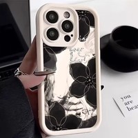 Coques de Téléphone TPU Motif Fleurs d'Encre Style Chinois pour Apple 15 Pro Max, iPhone 14 13 12 11, Nouvelle Poignée Souple pour Téléphone Mobile Femme