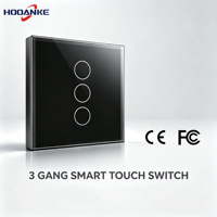 Hooanke Sakelar Lampu Pintar 3 Gang dengan Kontrol 3 Saluran Individual, Panel Sentuh Kaca Tempered, Kompatibel dengan Alexa & Google Home.