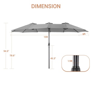 15ft Double-Sided Patio <b>Umbrella</b> with Hand Crank 48 LED 12 Ribs Outdoor <b>Umbrella</b> with Wind-Resistant Design - Product Image 3