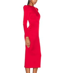 Abito <span class=keywords><strong>rosso</strong></span> a maniche lunghe da donna <span class=keywords><strong>con</strong></span> spalline sul retro Love Cut <span class=keywords><strong>con</strong></span> fessura <span class=keywords><strong>con</strong></span> Design a cerniera - Product Image 4