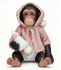 실리콘 침팬지 인형, 의상과 젖병 포함, 부드러운 소재, 2~4세용, 30~50cm, EN71 인증, 판타지 시리즈 - Product Image 1