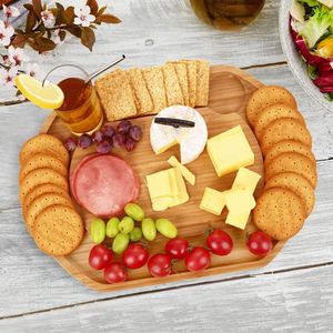 Planche à fromage en bambou de gros Set d'assiettes à fromage ovales avec couverts - Product Image 2