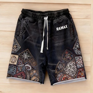 Shorts en jean amples pour hommes grandes tailles, coupe décontractée, style hip-hop, brodés, pour le travail - Product Image 1