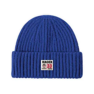 Chapéus de tricô quentes bordados logotipo personalizado para mulheres chapéus de inverno