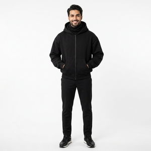 Sweat-shirt court ample pour homme de qualité supérieure, manches courtes, streetwear, masque, cagoule, logo brodé personnalisé, respirant - Product Image 1