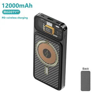 Powerbank Draadloze Power Bank 12000 Mah Voor Mobiele Draagbare Oplader Magnetische Transparante 22.5W Pd Draagbare Mobiele Oplader