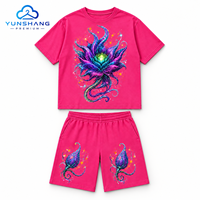 Ensemble T-shirt et short en tissu tricoté respirant imprimé numériquement, motif Alien Carnivorous Plant, streetwear unisexe personnalisé