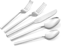 Peralatan makan emas pegangan heksagonal tempa mewah Set sendok garpu Inox Fourchette Couteau 20 buah