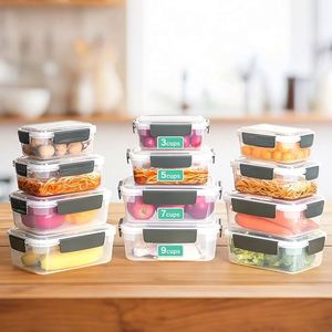 5 Cup <b>Plastic</b> Food Storage <b>Containers</b> with Lids Nestable Freezer Dishwasher Safe Rectangle Meal Prep <b>Container</b> Set - Product Image 4