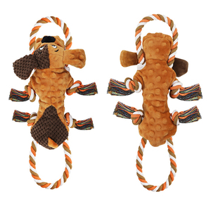 Juguete interactivo de peluche para perros, cuerda de algodón resistente a mordeduras, limpieza de dientes, juguete para mascotas, juguetes para masticar perros con sonido chirriante - Product Image 2