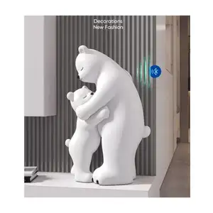 Estátua de urso polar nórdico moderno em resina, escultura em fibra de vidro para decoração de pisos grandes, decoração para casa e ambientes internos
